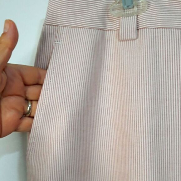 Brooks Brothers woven in Italy Skirt striped  white pink front size 14 c… - Picture 2 of 12